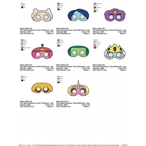 Package 8 Masks Adventure Time Embroidery Designs